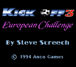 Kick Off 3 - European Challenge (Europe) (En,Fr,De,Es,It) Title Screen
